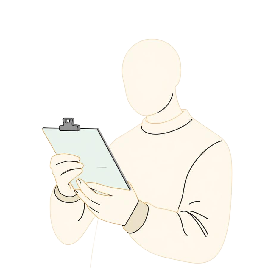 Faceless illustration of a person calmly reviewing a checklist